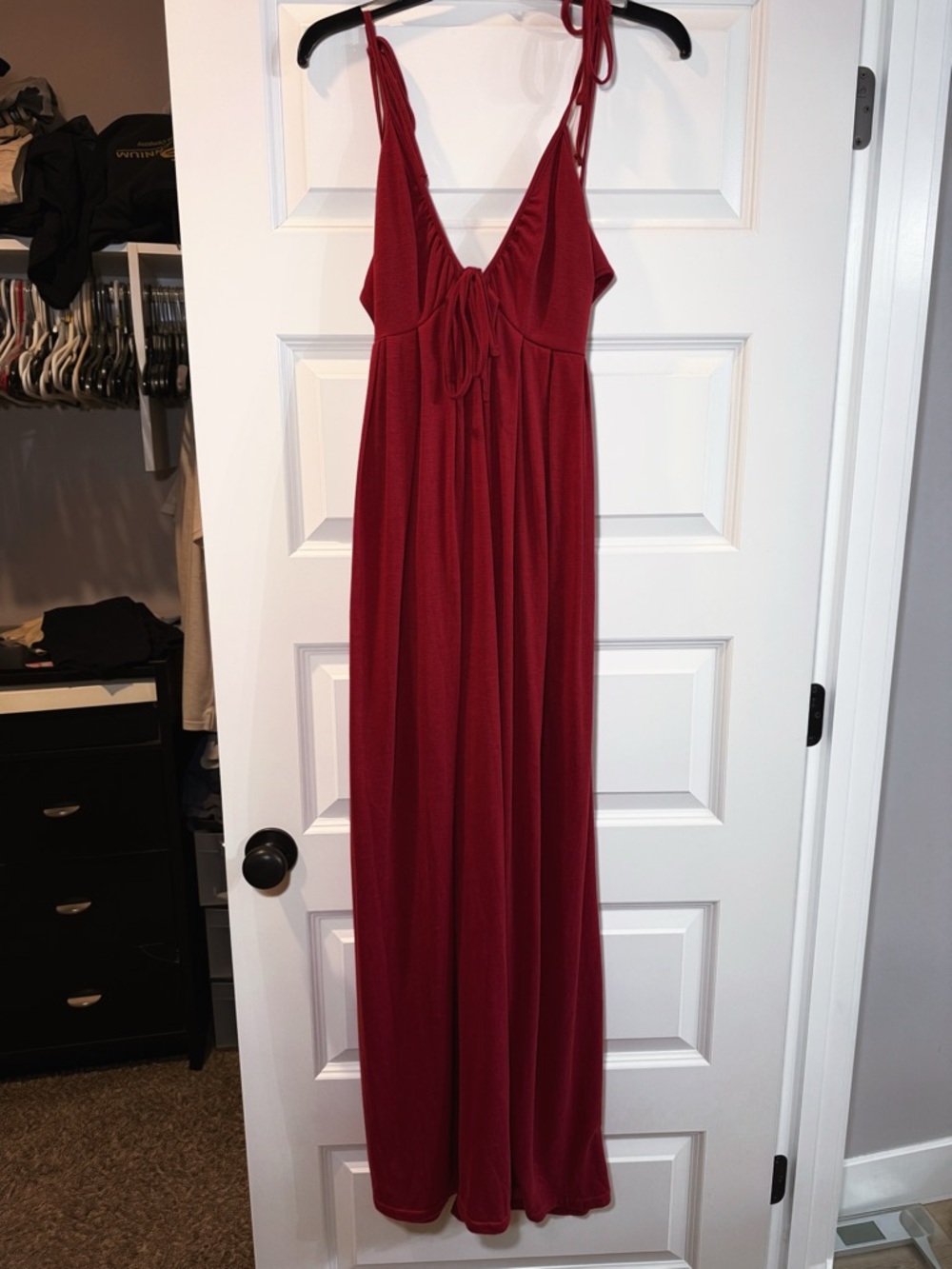 Red Tie-Front Maxi Dress